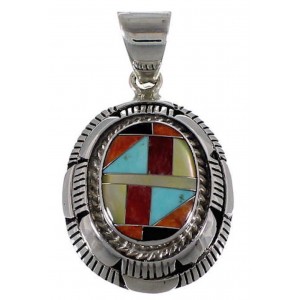 Genuine Sterling Silver Turquoise Multicolor Jewelry Pendant AS34495