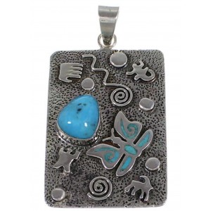 Sterling Silver And Turquoise Butterfly Pendant HS54817 