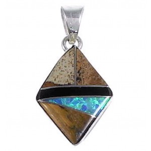 Authentic Sterling Silver Multicolor Inlay Pendant DS53849