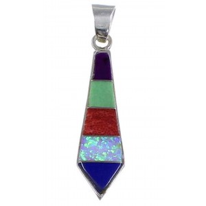 Lapis Multicolor Inlay Jewelry Genuine Sterling Silver Pendant HS31197