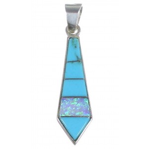 Turquoise and Opal Inlay Jewelry Sterling Silver Slide Pendant RS31897