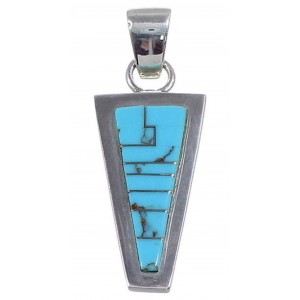 Southwest Turquoise Inlay Authentic Sterling Silver Pendant DS51898