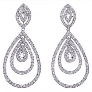 Sterling Silver And Cubic Zirconia Post Dangle Earrings DS55181