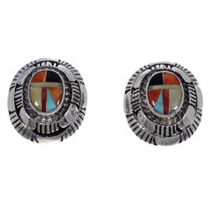 Multicolor Inlay Jewelry Sterling Silver Post Earrings AS34557