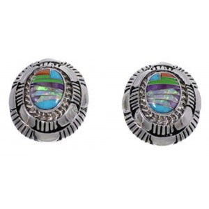 Turquoise Multicolor Jewelry Sterling Silver Post Earrings AS34554