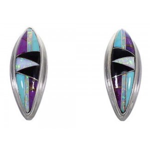 Genuine Sterling Silver Turquoise Multicolor Post Earrings RS32357 