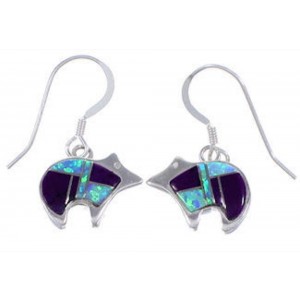 Sugilite Opal Sterling Silver Bear Hook Dangle Earrings RS33512