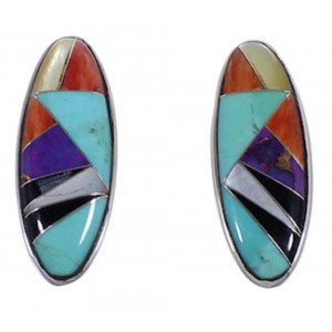 Turquoise Multicolor Sterling Silver Jewelry Post Earrings DS39350