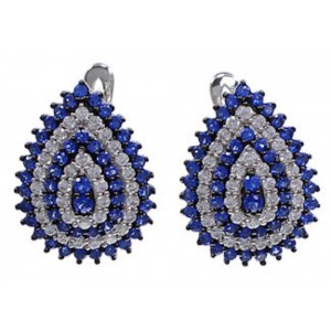 Blue And White Cubic Zirconia Post Earrings AS55255