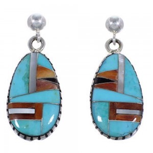 Genuine Sterling Silver Multicolor Post Dangle Earrings RS42646