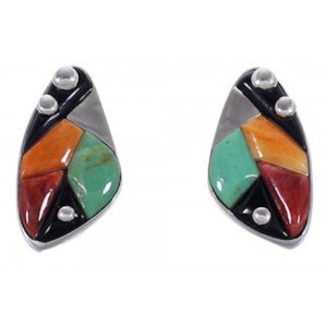 Turquoise Multicolor Whiterock Sterling Silver Post Earrings NS39521