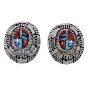 Southwest Jewelry Multicolor Sterling Silver Post Earrings NS50884