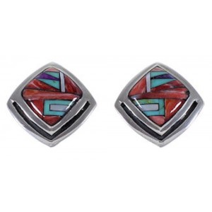 Multicolor Red Oyster Shell Sterling Silver Post Earrings RS42706 