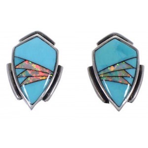 Authentic Sterling Silver Jewelry Turquoise Opal Post Earrings RS40028