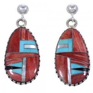 Sterling Silver And Multicolor Jewelry Post Dangle Earrings RS42639