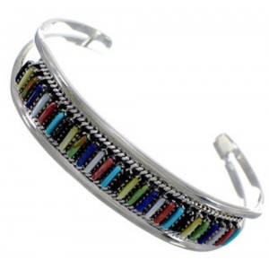 Needlepoint Multicolor Sterling Silver Bracelet TX39507