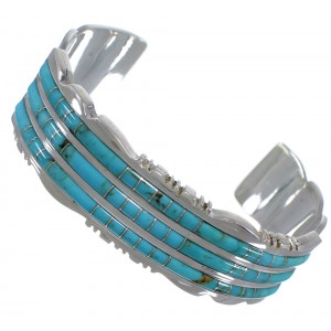 Sterling Silver And Turquoise Inlay Bracelet TX39607