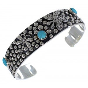 Butterfly Dragonfly Sterling Silver Turquoise Cuff Bracelet PX38954