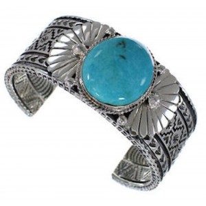 Southwestern Turquoise Sterling Silver Cuff Bracelet HX27228