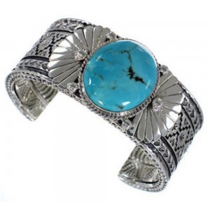 Turquoise And Sterling Silver Southwest Cuff Bracelet HX27247