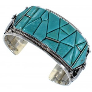 Sterling Silver Jewelry Turquoise Inlay Cuff Bracelet GS59867