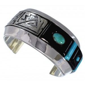 Southwest Jet Inlay And Turquoise Cuff Bracelet PX27968