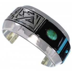 Jet Turquoise Genuine Sterling Silver Cuff Bracelet PX27972