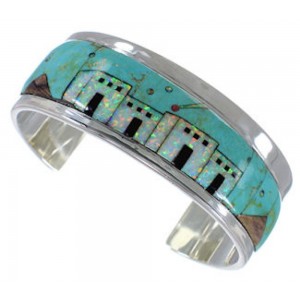 Silver Multicolor Native American Design Cuff Bracelet EX27873