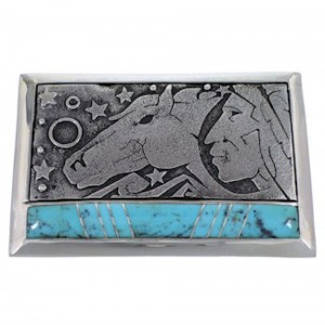 Southwest Sterling Silver Jewelry Turquoise Belt Buckle YS59885