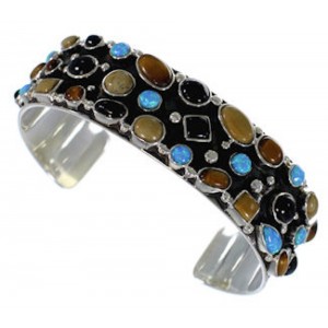 Multicolor Southwest Sterling Silver Cuff Bracelet VX37769