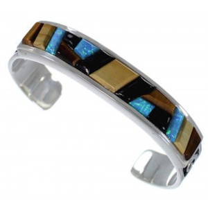 Multicolor Water Wave Authentic Sterling Silver Cuff Bracelet VX37777