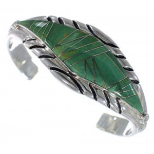 Turquoise Inlay Sterling Silver Cuff Jewelry Bracelet VX37688