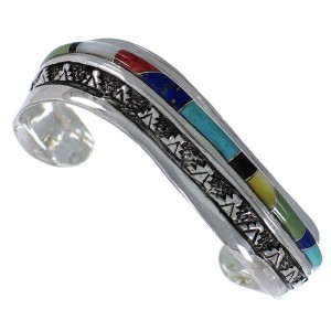 Southwest Sterling Silver Multicolor Cuff Bracelet TX39434