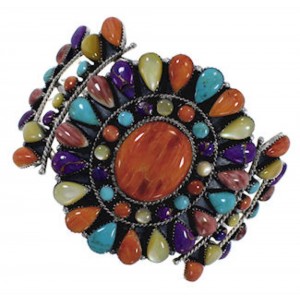 Multicolor And Sterling Silver Southwest Cuff Bracelet IS60959