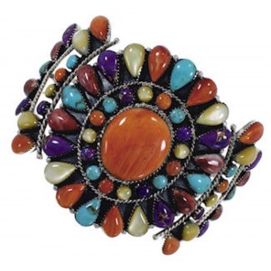 Sterling Silver Southwest Multicolor Cuff Bracelet IS60965