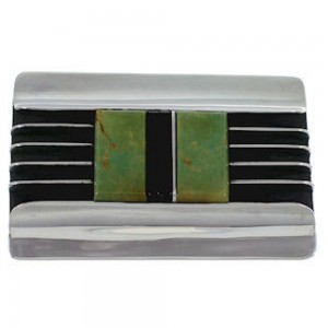 Southwestern Sterling Silver Turquoise Jet Inlay Belt Buckle TX28784