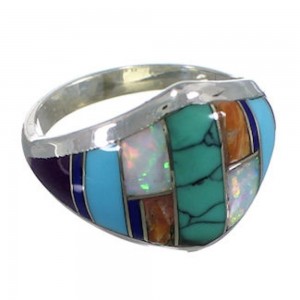 Sterling Silver Multicolor Inlay Southwest Ring Size 5-3/4 UX35908