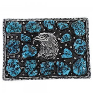 Turquoise Southwestern Sterling Silver Eagle Belt Buckle PS70761