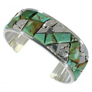 Genuine Sterling Silver Turquoise Inlay Cuff Bracelet CW64884