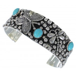 Turquoise Silver Southwest Butterfly Dragonfly Bracelet FX27152
