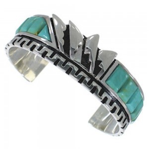 Turquoise Sterling Silver Inlay Southwest Cuff Bracelet BW66386