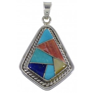 Southwest Multicolor Inlay And Silver Pendant EX29608