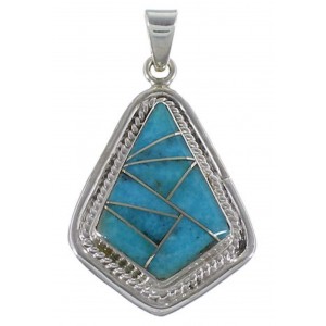 Turquoise Southwestern Jewelry Silver Pendant EX29584