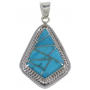Sterling Silver And Turquoise Inlay Slide Pendant EX29590