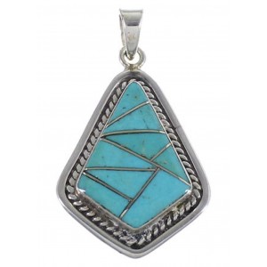 Southwest Turquoise Inlay Silver Slide Pendant EX29591