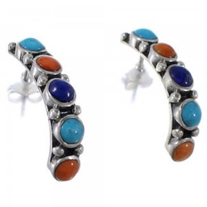 Sterling Silver Jewelry Multicolor Post Hoop Earrings NS51010