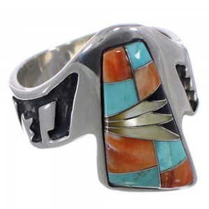 Oyster Shell Multicolor Inlay Sterling Silver Ring Size 7-1/4 NS43618