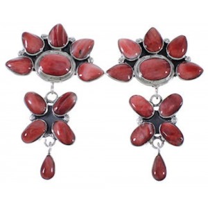 Genuine Sterling Silver Southwestern Red Oyster Earrings BW62562