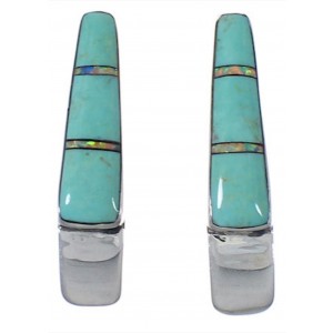 Sterling Silver Turquoise And Opal Post Earrings IS62383