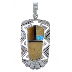 Multicolor Inlay And Silver Pendant EX41264